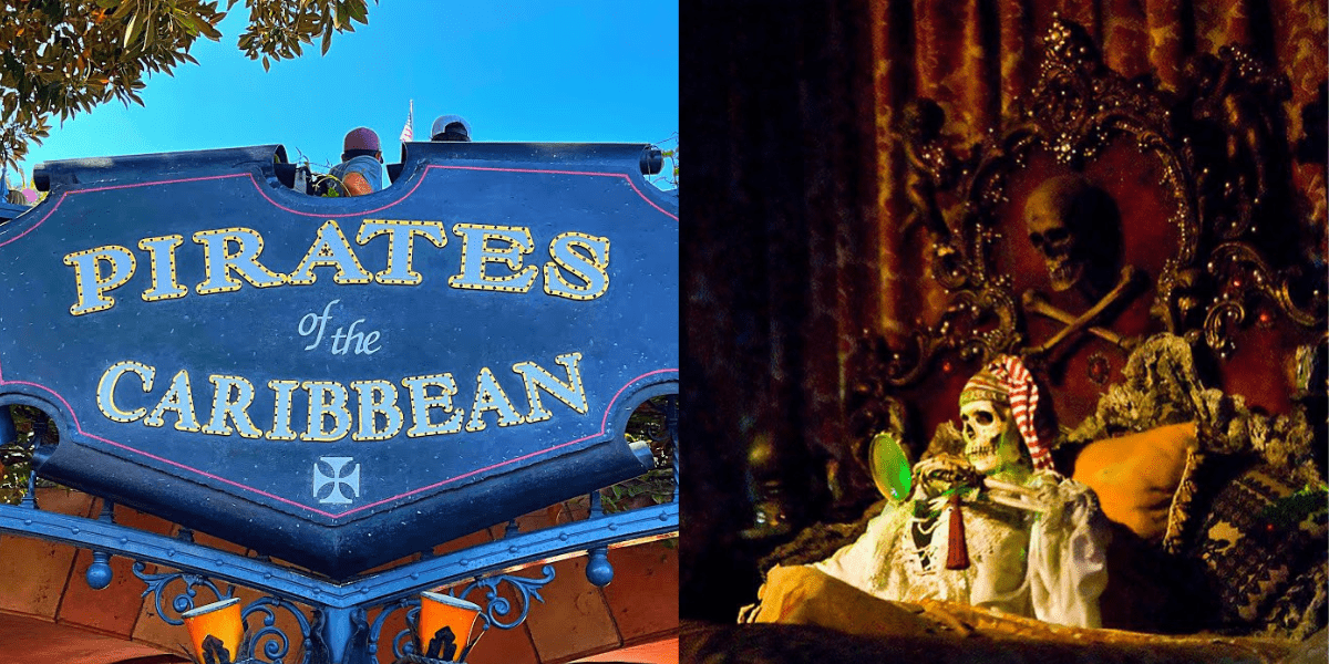 Real Skull in Pirates Attraction Next to Ride Signage