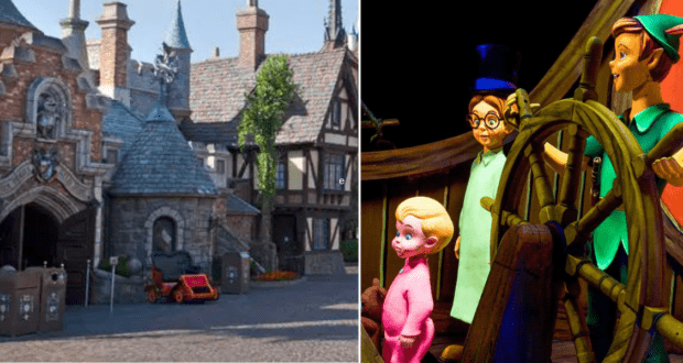 Disneyland Fantasyland attractions including Mr. Toad's Wild Ride and Peter Pan's Flight
