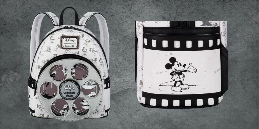 Steamboat Willie Loungefly with spinning reel and side pocket