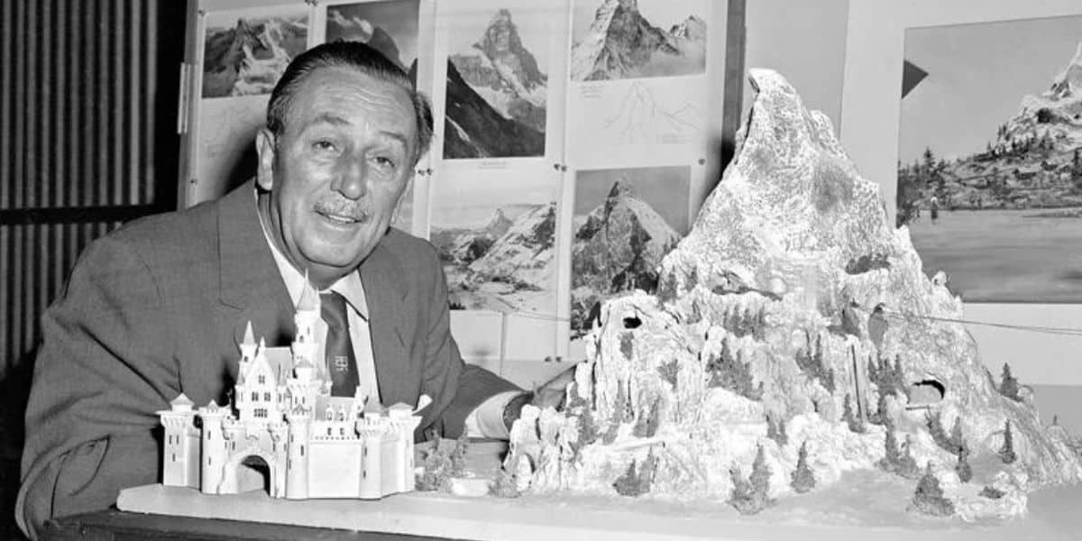 Walt Disney with Matterhorn Model