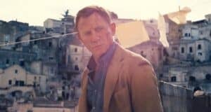 James Bond at a hillside village.