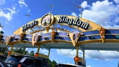 The Magic Kingdom entrance sign at Walt Disney World, home to the original 1971 attractions.